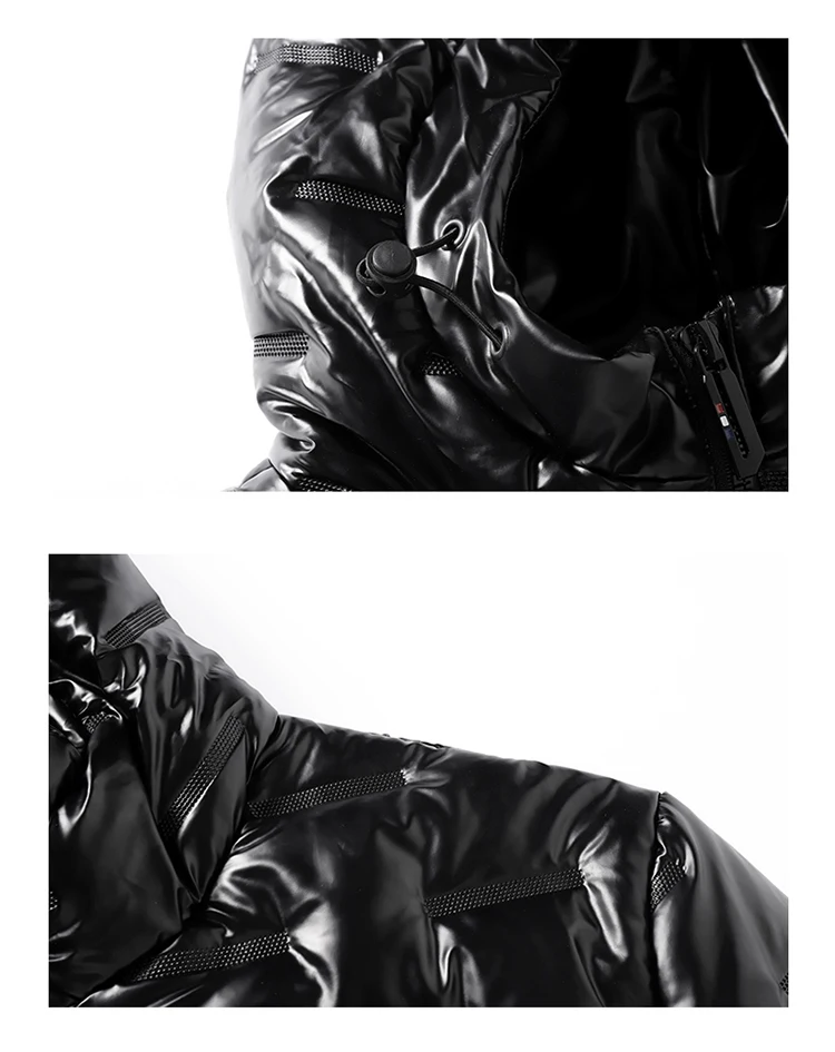 2022 new winter men's Hooded Coat trend leisure bright face Pu cotton padded jacket short cotton padded jacket Asian size m-4xl