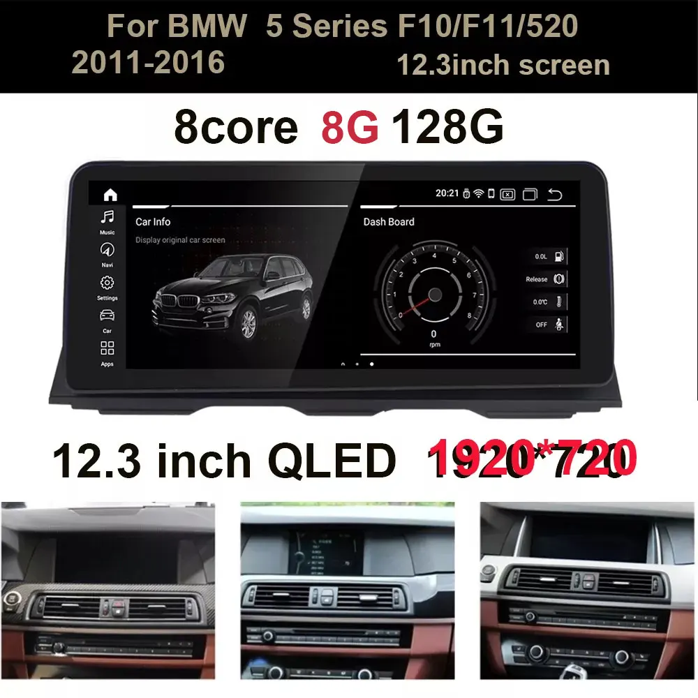

Автомобильная лампа для BMW 5 Series, 12,3 дюйма, Android 11,0, F10/F11/520 (2011-2016), CIC/NBT