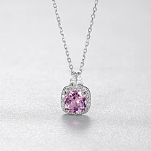 Women's 925 Silver Necklace morganite Pink Gem Pendant Wedding Gift Birthday Confession Preferred Jewelry 