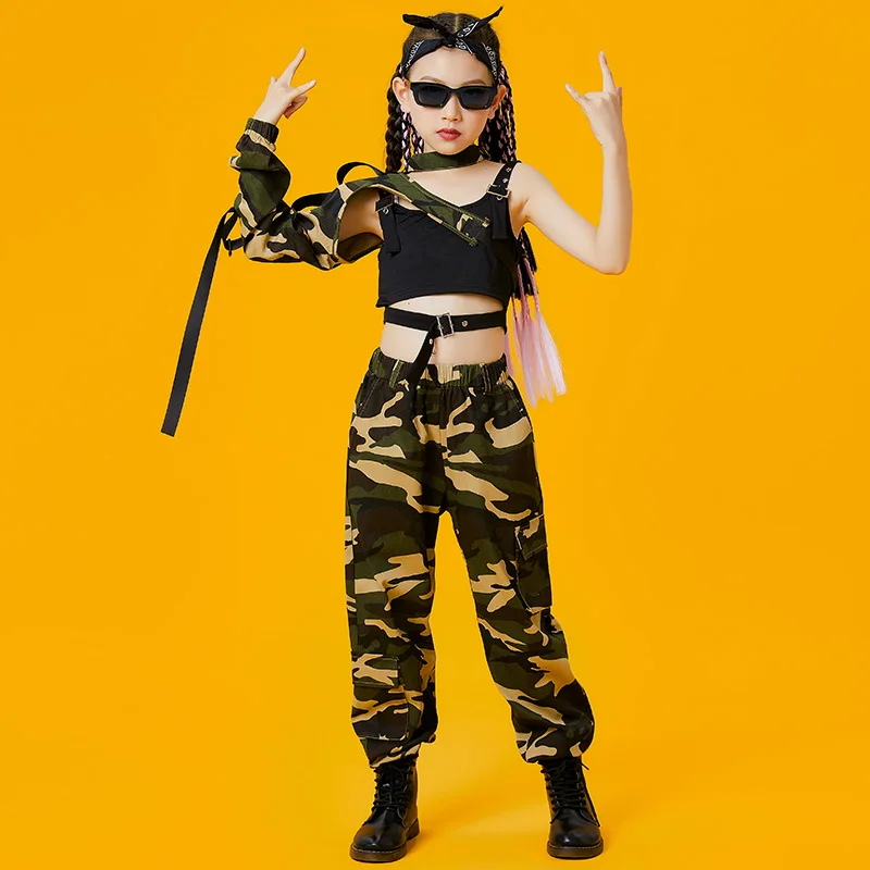 Камуфляжная одежда в стиле хип-хоп для девочек с длинным рукавом K-POP костюм