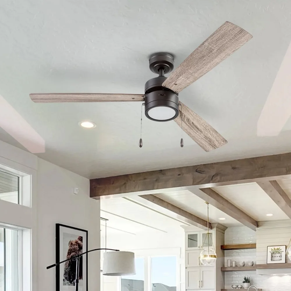 

Madrona 52" Gun Metal Modern Ceiling Fan with 3 Blades, Integrated LED Light Kit, Pull Chains & Reverse Airflow