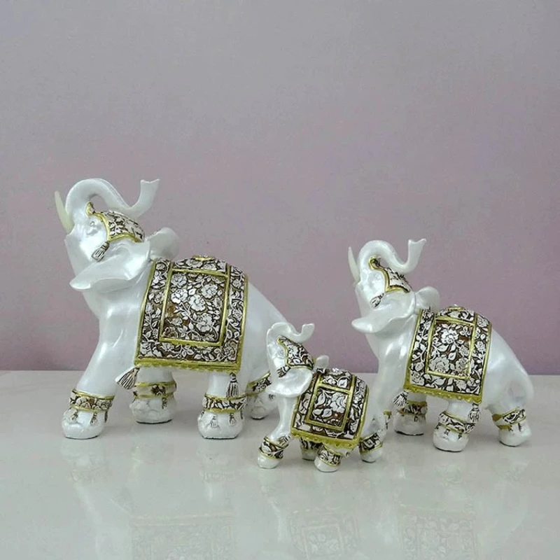 

Elephant Decorative Figurines Lucky Feng Shui Animal Statue Sculpture Home Office Wealth Decorations Living Room Bookshelf Decor