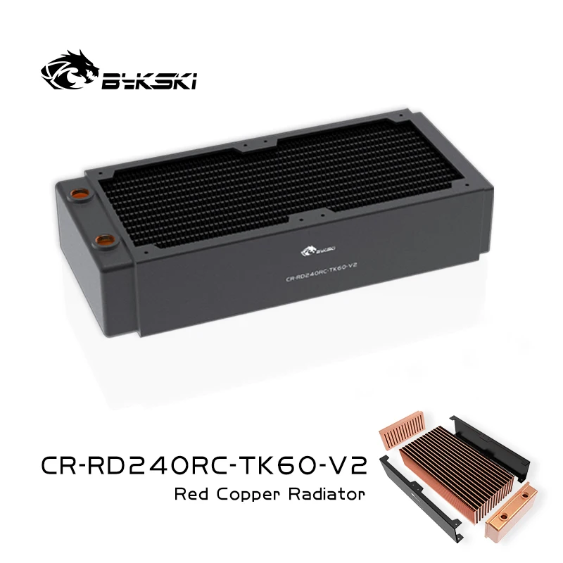 Bykski Water Cooling Radiator 120/240/360 60mm,Red Copper/ 3 Layers 14 FPI/ 120mm Fan Computer Water Cooling Liquild Cooler Row