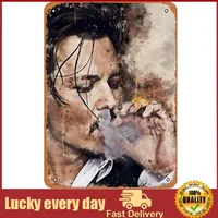 Expression Of Smoking Johnny Depp Metal Tin Sign Poster Vintage Art Wall Decor wall decor home decoration wall