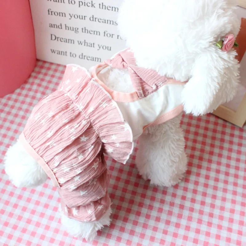 

Одежда для собак с четырьмя ногами, пальто для питомцев, комбинезоны, одежда для собак, маленький костюм, милая весенне-летняя Розовая Одежд...