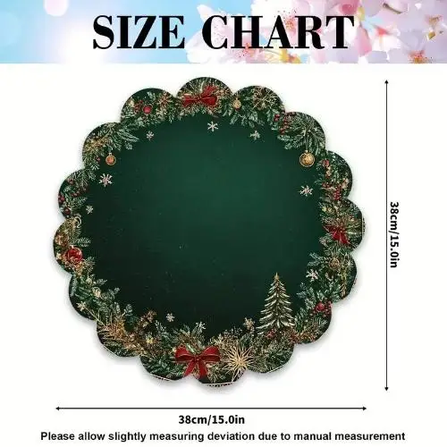 MOONBIFFY Рождественские круглые салфетки из ПВХ, изумрудно-зелёные, золотые