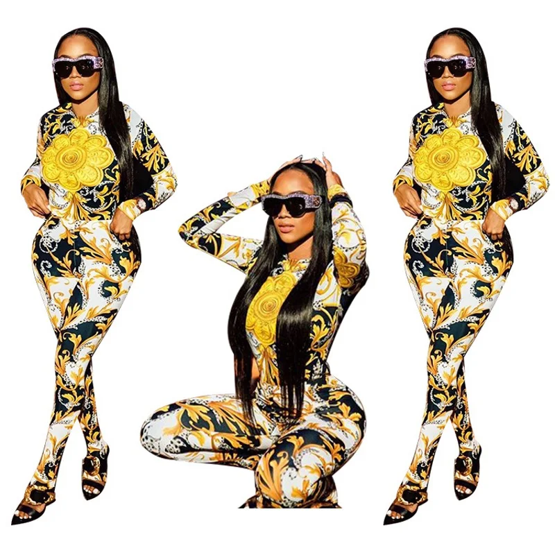 

XL Plus Size 2021 Women Long Sleeve Stripe Bodycon Printing Jumpsuit Female Sexy Slim Arrival Casual Playsuits Clubwear Outfits