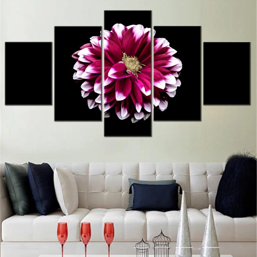 

5 Pieces Wall Art Canvas Flowers Poster Dahlia Flower Wallpaper Painting Living Room Picture Print Bedroom Mural Home Decoration