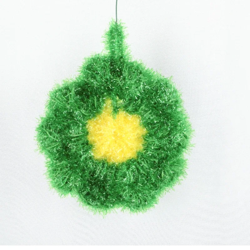 

Colorful Flower Shape Acrylic Polyester Silk Dish Towel Non-stick Oil Tableware Scrubber Kitchen Cleaning Cloth Hand Knitting