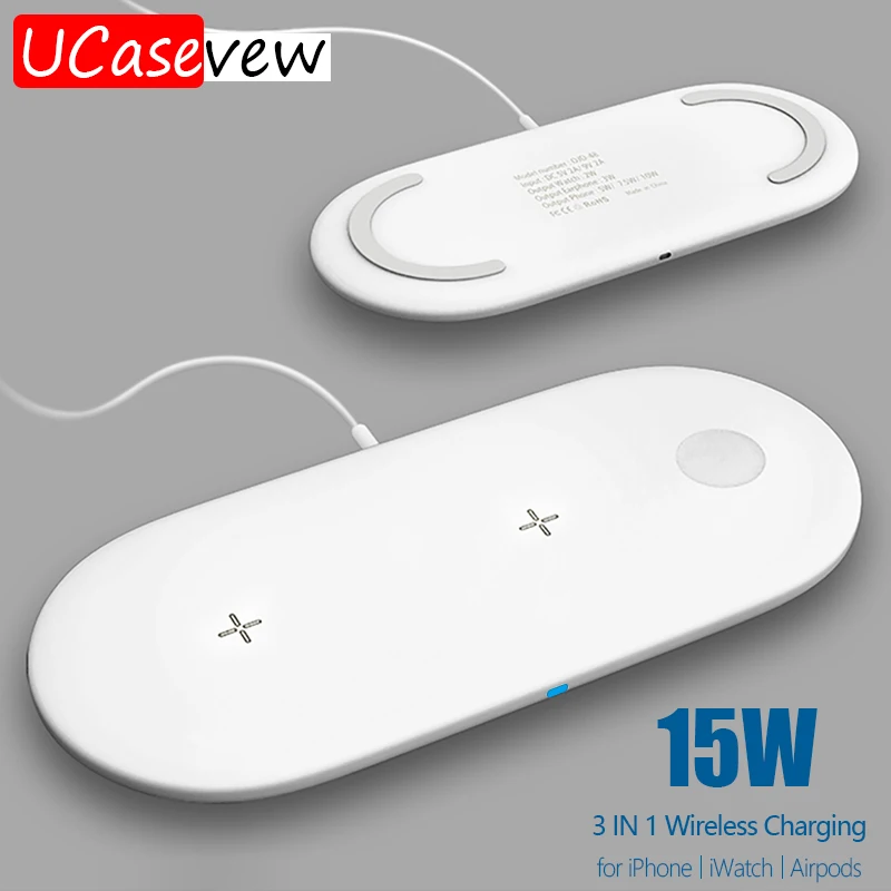 

Беспроводная зарядная док-станция 3 в 1 Qi для iPhone 13 12 11 Pro XS XR X 8 Airpods Pro 3 2, двойная подставка для быстрой зарядки для часов 7 6 5 4