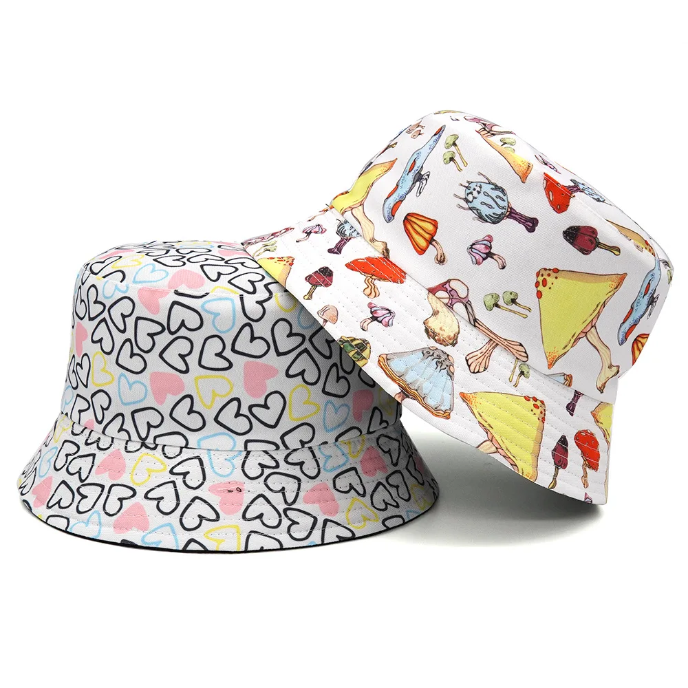 

2022 Fashion Bucket Hat Women Double Side Cotton Reversible Sun Protection Cap Men's Panama Hat Fisherman Hats