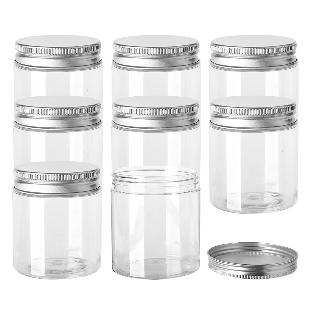 

20pcs Clear Plastic Jar Lids Empty Cosmetic Containers Makeup Box Travel Bottle 30ml 50ml 60ml 80ml 100ml 120ml 150ml Leakproof