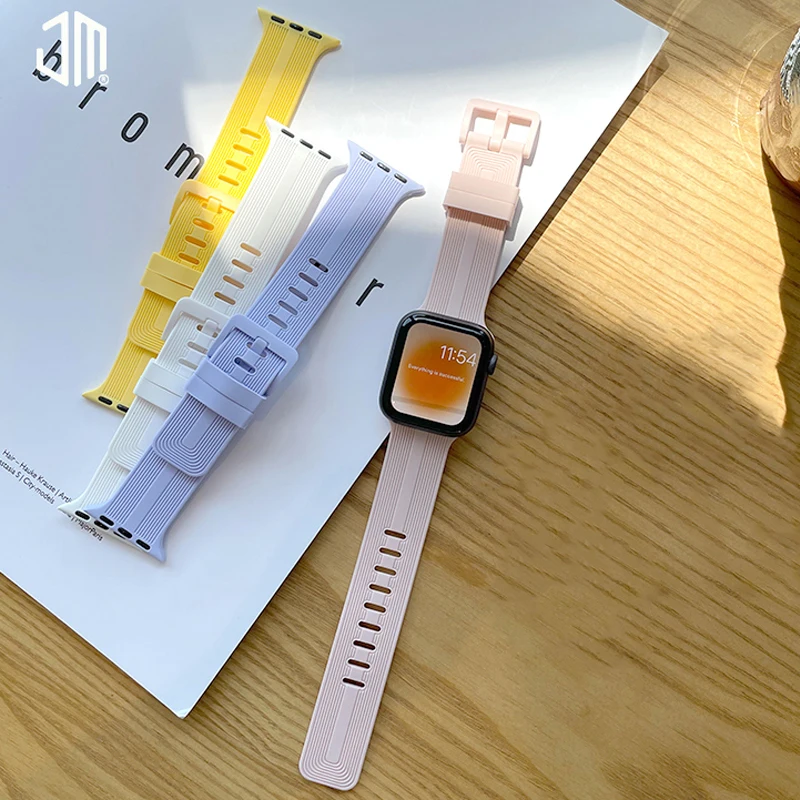 

Ремешок силиконовый для Apple Watch, резиновый браслет для iWatch Series 8 7 6 SE 5 4 3 se Ultra, 45 мм 44 мм 49 мм 41 мм 40 мм