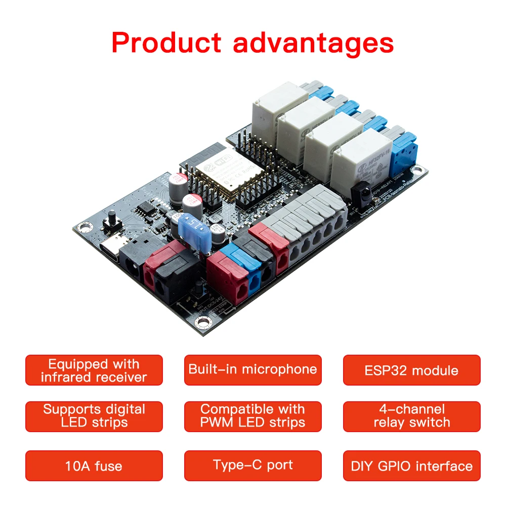 5GLEDOPTO ESP32 PWM WLED Динамический светодиодный контроллер 5 в 1 DC12-24V WIFI Управление приложениями для RGBCCT RGBW RGB CCT DM WS28112B35 Strip (art.: 3920ce4fa6f22) - 3920ce4fa6f22