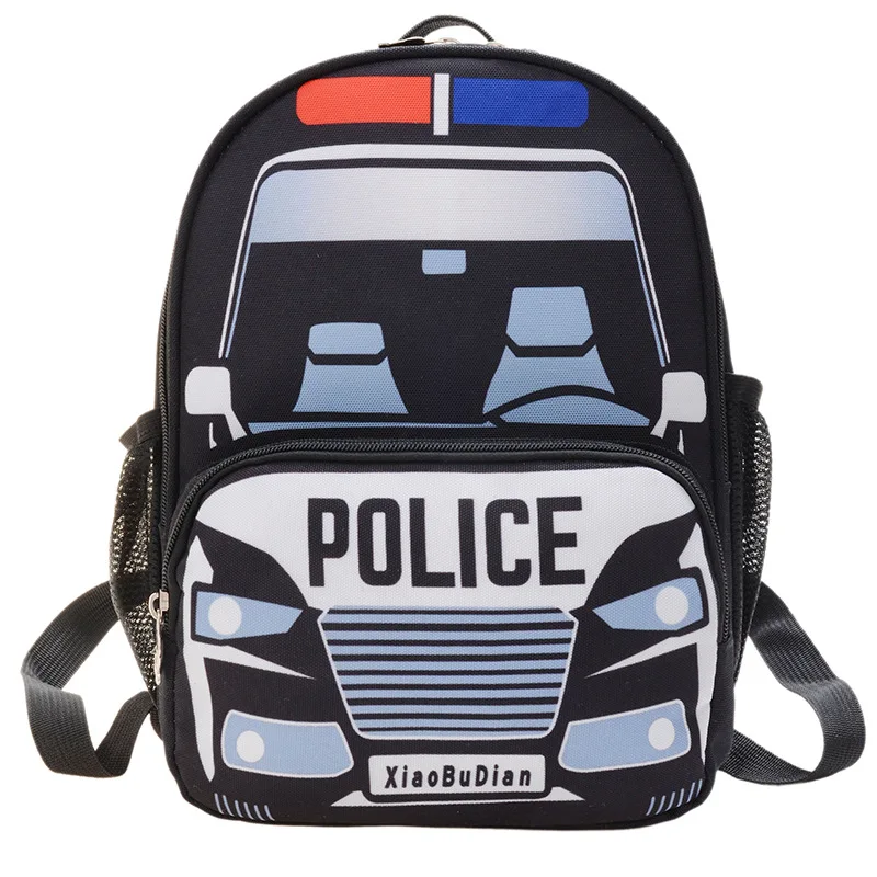 Kids Cute School Bags Fashion Police Car Pattern Schoolbag Boys Girls Korean Fashion Kindergarten Snack Backpack