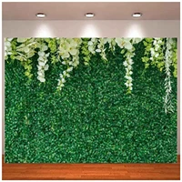 Greenery with Flowers Green Leaf White Flower Photo Backdrop Bridal Shower Background For Wedding Birthday Party Decoration