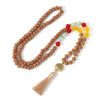 yuokiaa 6mm original japamala 108 bead bodhi seed rudraksha tree of life tassel necklace meditation mala prayer bad japa jewelry