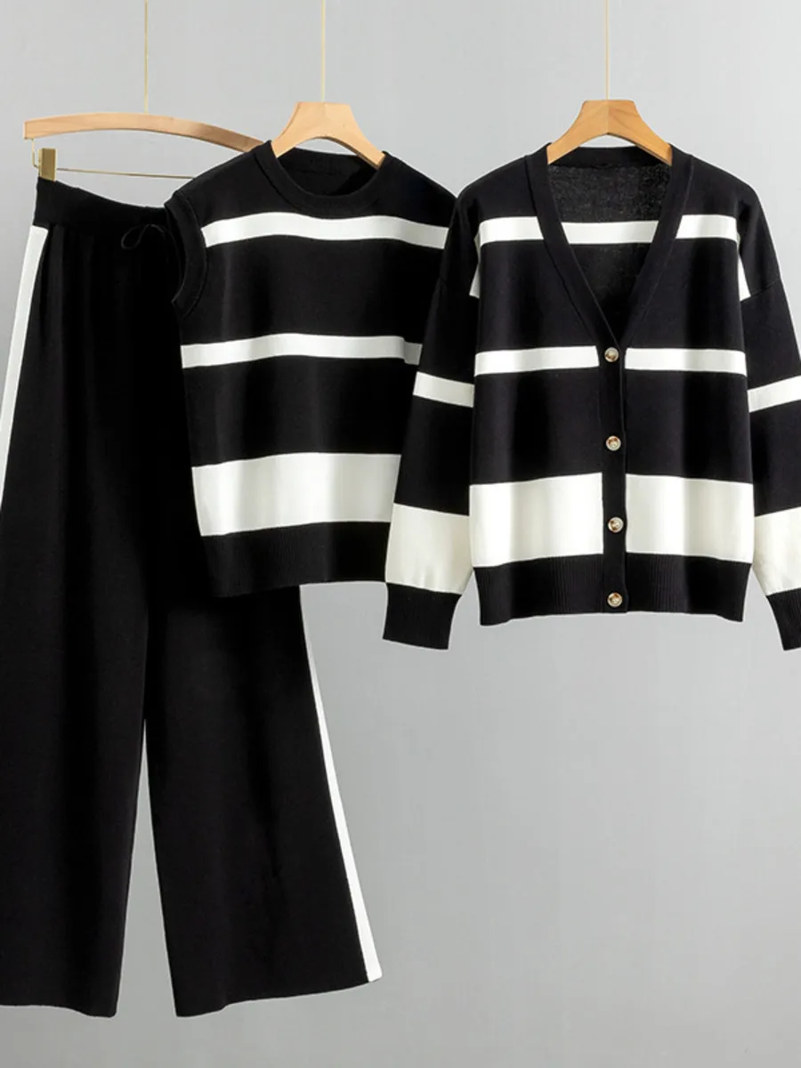 Женский свитер комплект из 3 предметов спортивный костюм осень-зима 2024 модный