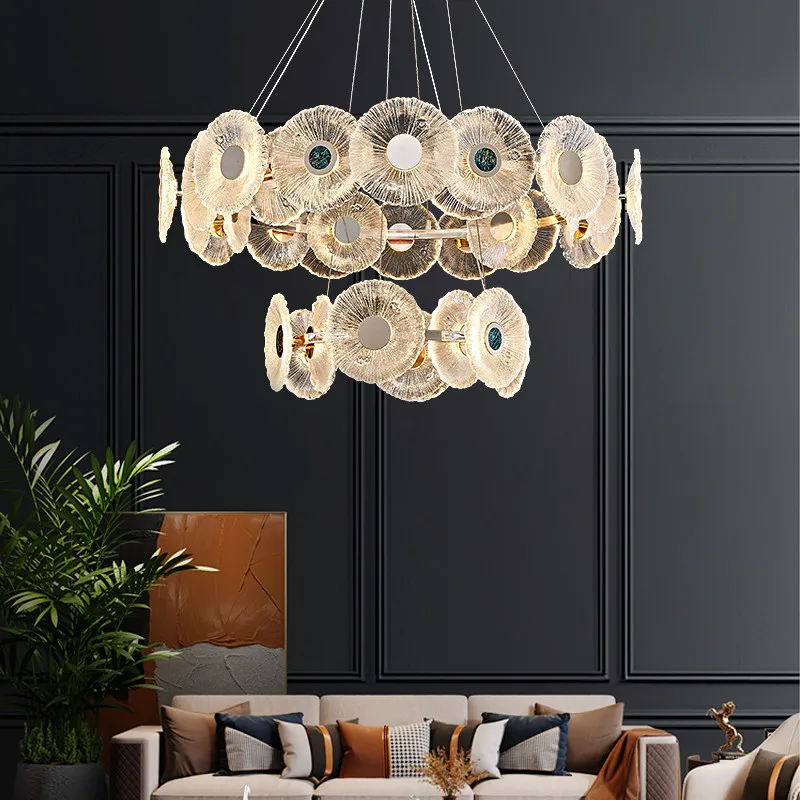 

Light luxury living room chandelier design simple post-modern glass enamel restaurant hotel hall lamps