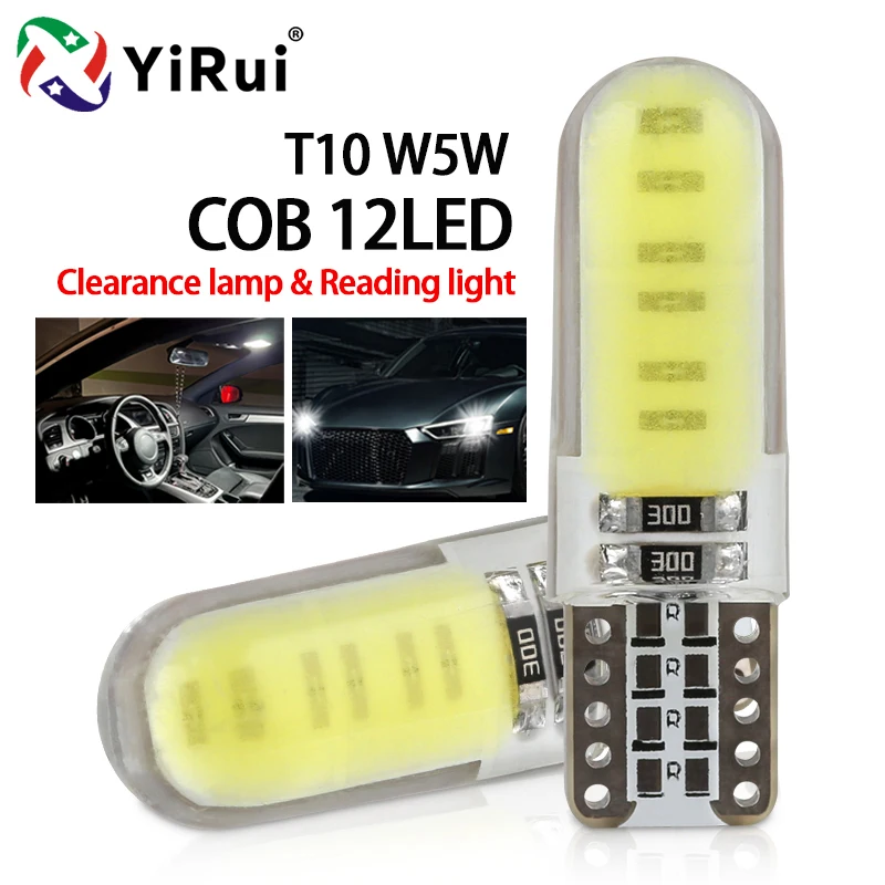 YiRui новый автомобильный сигнал Lgihts T10 W5W светодиодный лампы COB 12 В 12SMD Белый Автомобильный интерьер КУПОЛ для Чтения номерного знака боковая лампа багажника
