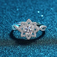 s925 sterling silver real moissanite rings womens new sunflower diamond open ring fashion twist petal jewelry gift engagement