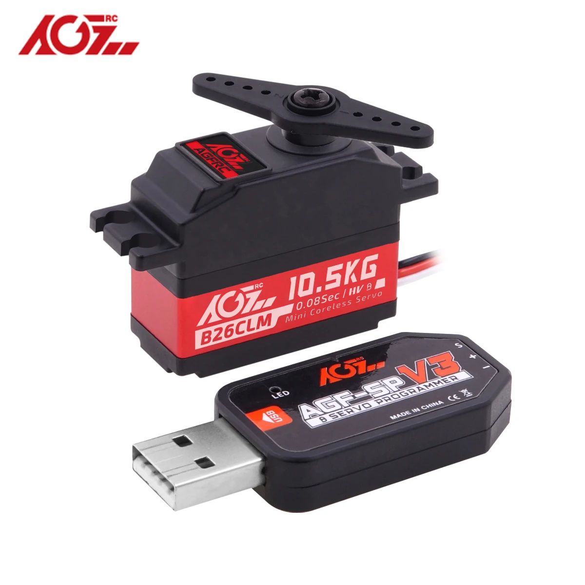 Магнитный сервомотор AGFRC B26CLM для радиоуправляемых автомобилей с высоким крутящим моментом, 10,5 кг, сек, быстрая скорость