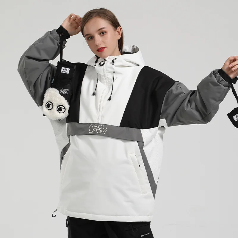 

Gsousnow Women's Mountain Waterproof Ski Jacket Windproof Rain Windbreaker Winter Warm Hooded Snow Coat