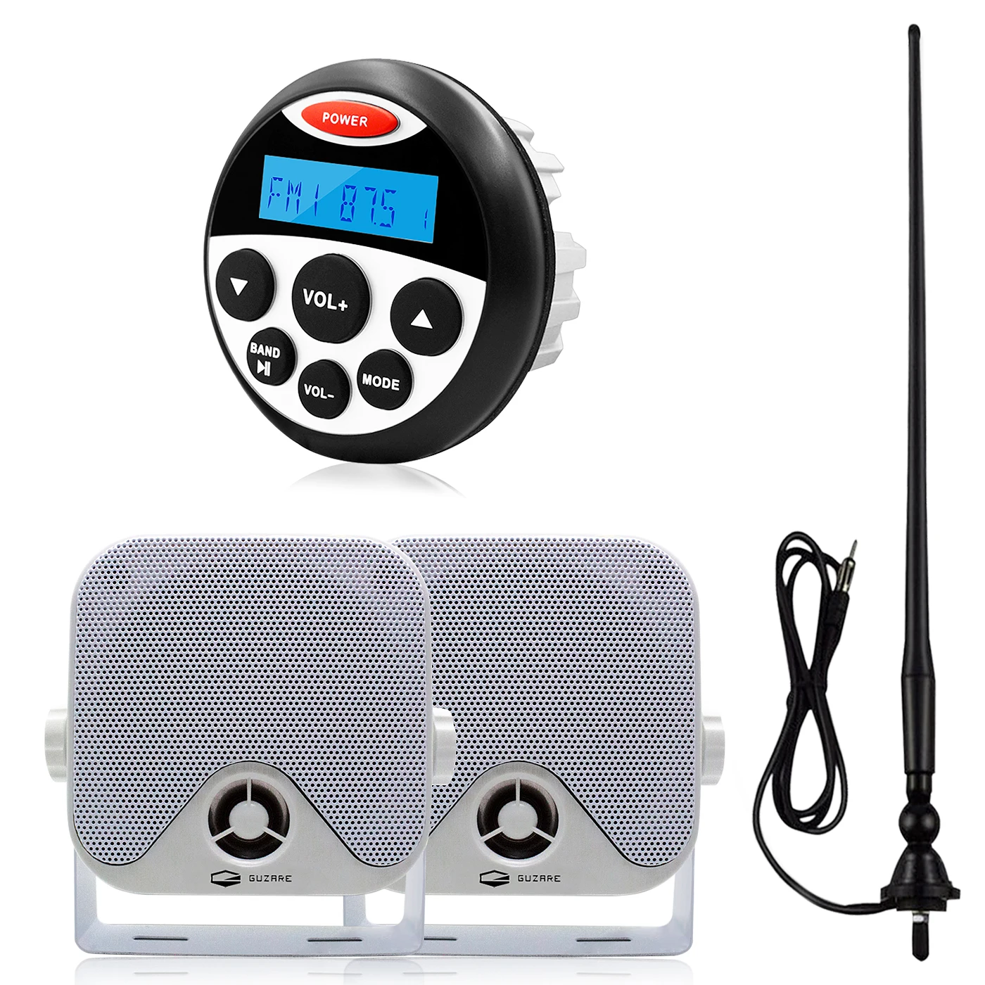 

Marine Bluetooth Stereo Audio Radio Receiver MP3 Player+4" Waterproof Marine Speaker+FM AM Antenna For ATV Boat Yacht Motorcycle