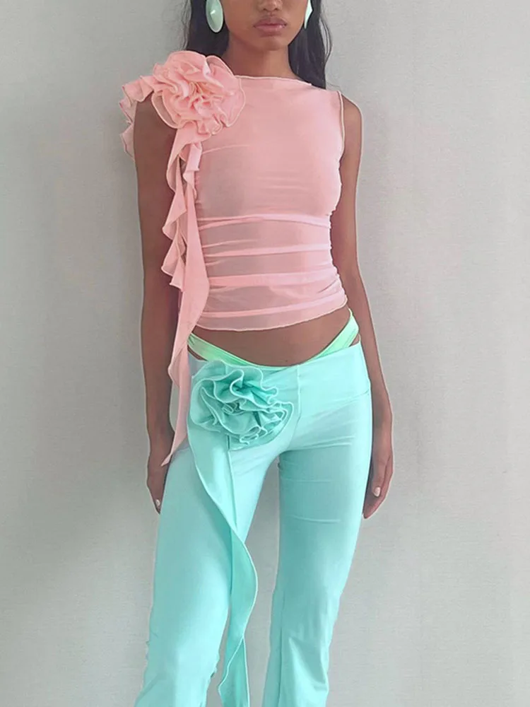 

Женский сетчатый топ с круглым вырезом и цветочным принтом, сексуальный облегающий базовый клубный укороченный топ Y2K, уличная мода, лето 2023, футболка, наряды, май