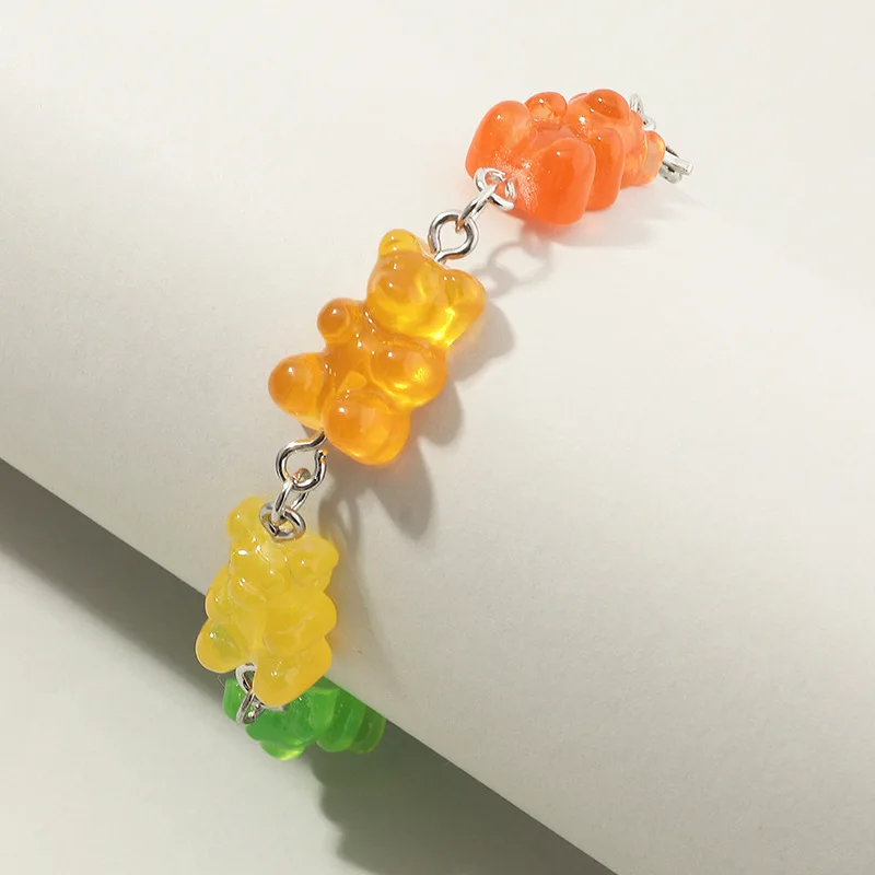 Браслет-цепочка Женский Цветной с медведем