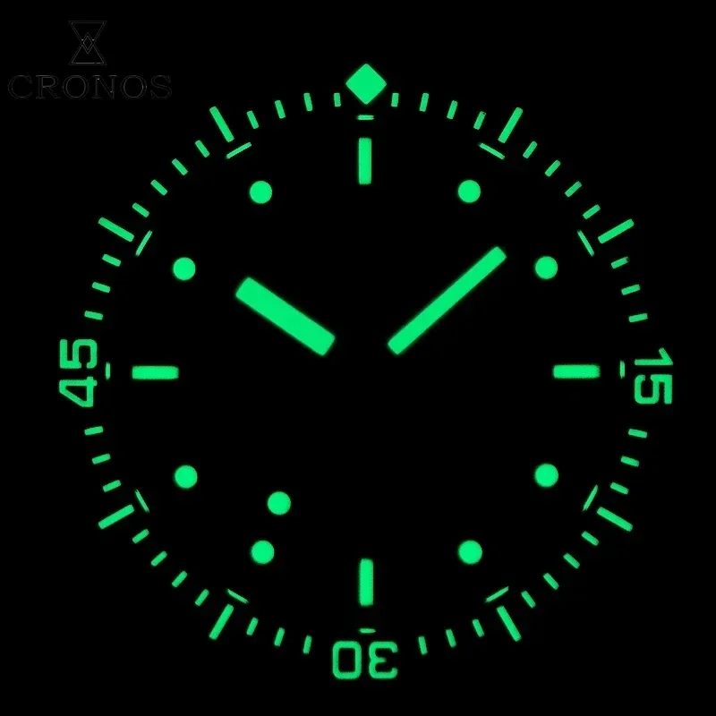 Cronos L6015 Дайверские часы для мужчин C3 Светящиеся выпуклые гвозди Автоматический