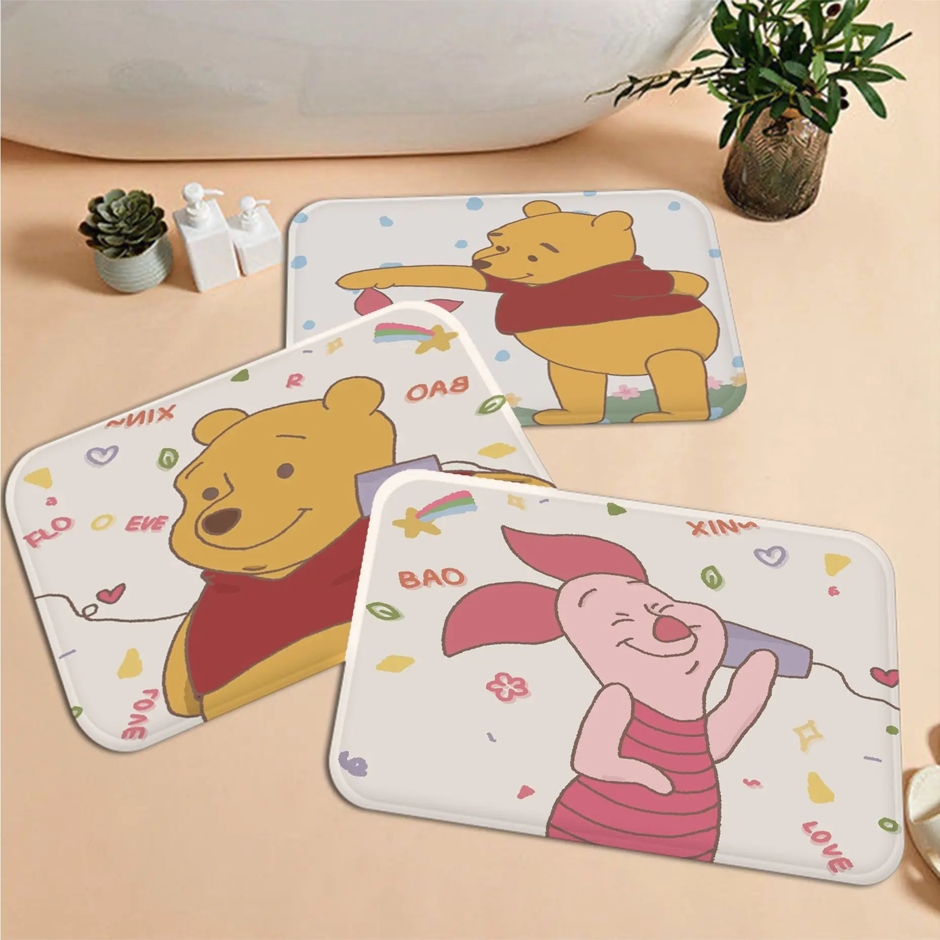 

Disney Winnie the Pooh Bath Mat Retro Multiple Choice Living Room Kitchen Rug Non-Slip Household Carpets