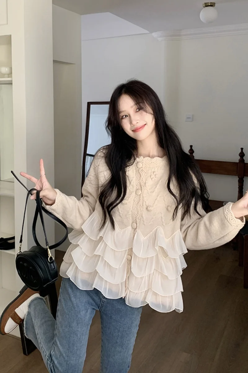 

Autumn 2023 New Fashion Loose Warm Soft Waxy Tops Sweet Heavy Industrial Sweaters Sweaters Cardigans Jackets Women's Clothes