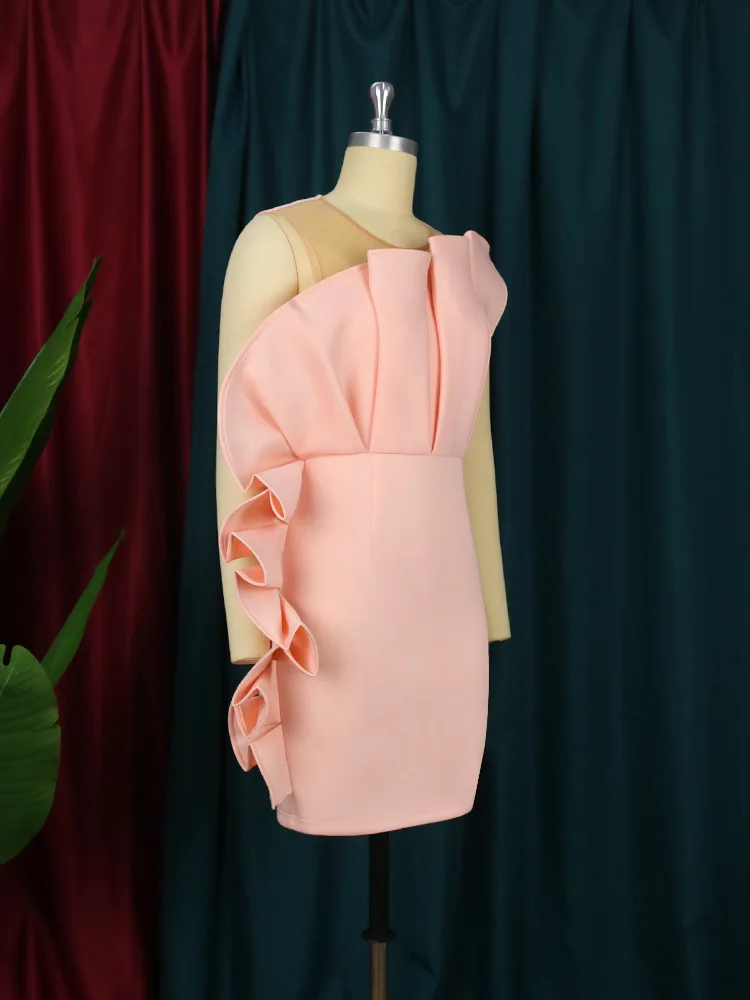 New summer gauze perspective stitching flounce mini skirt dress party dress female party dress plus size women clothing