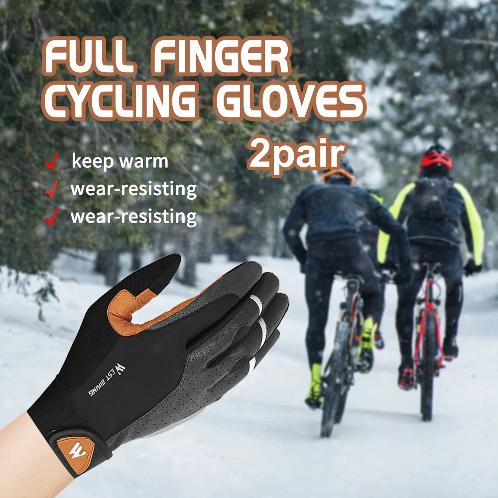 

2pair Cycling Gloves Touch Screen Full Finger Non-Slip PU Men's Women's Breathable ciclismo Riding Gloves Bike Accessories