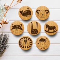 engraved cute animal wooden drawer knob boho nursery cabinet pulls nature wood coat hook childrens room furniture handles
