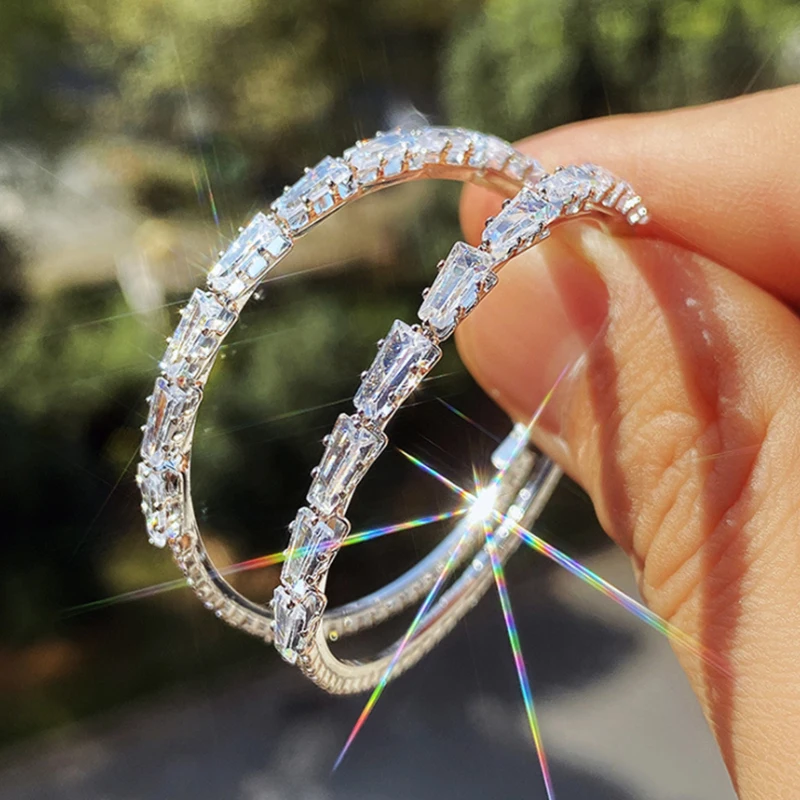 

UILZ Luxury Women's Hoop Earrings Micro Paved CZ Crystal Female Big Earrings for Party Korean Fashion Jewelry Girl Gifts CEL1524