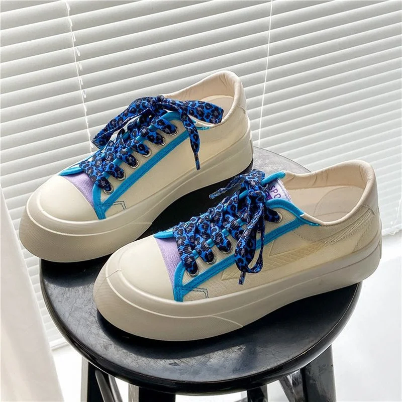 

2022 Spring and Autumn New Canvas Shoes Women's Color Shoelaces Thick Bottom Non-slip Fashion Sports Casual Student Shoes