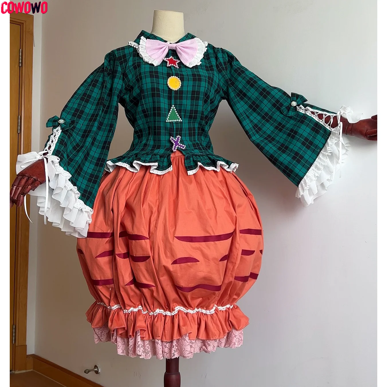 

COWOWO Touhou Project Hata No Kokoro Two Sets Dress Cosplay Costume Cos Game Anime Party Uniform Hallowen Play Role Clothes