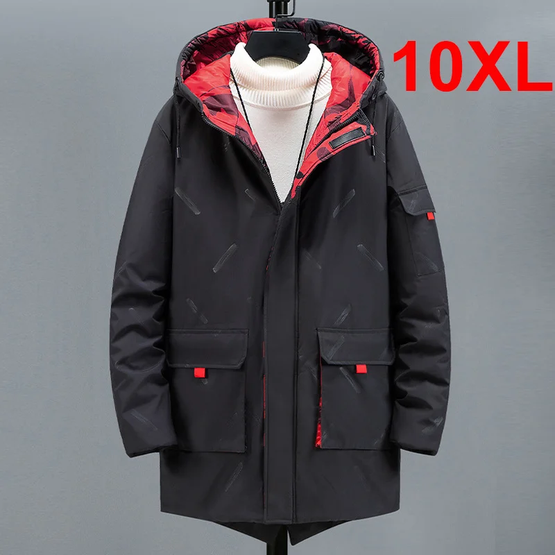 

9XL 10XL Plus Size Parkas 2022 Winter Thick Jackets Men Fashion Casual Long Jackets Coats Mens Hooded Outdoor Outerwear Male