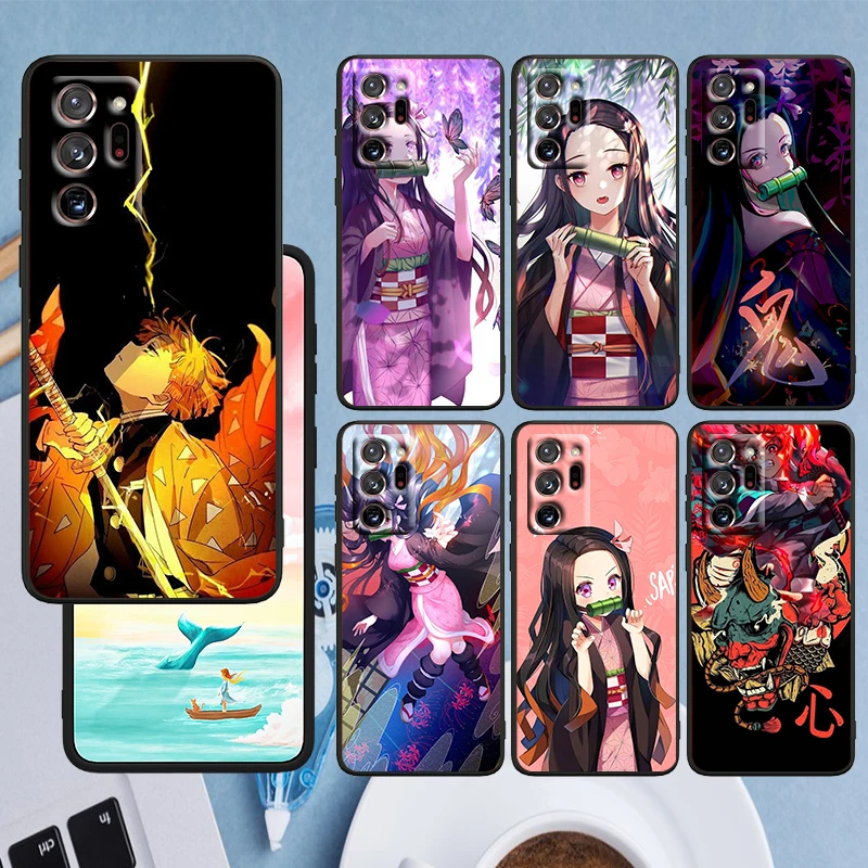 

Demon Slayer Animation Phone Case Black For Samsung A73 A70 A20 A10 A8 A03 j7 j6 Note 20 10 9 Ultra Lite Plus F23 M52 M21
