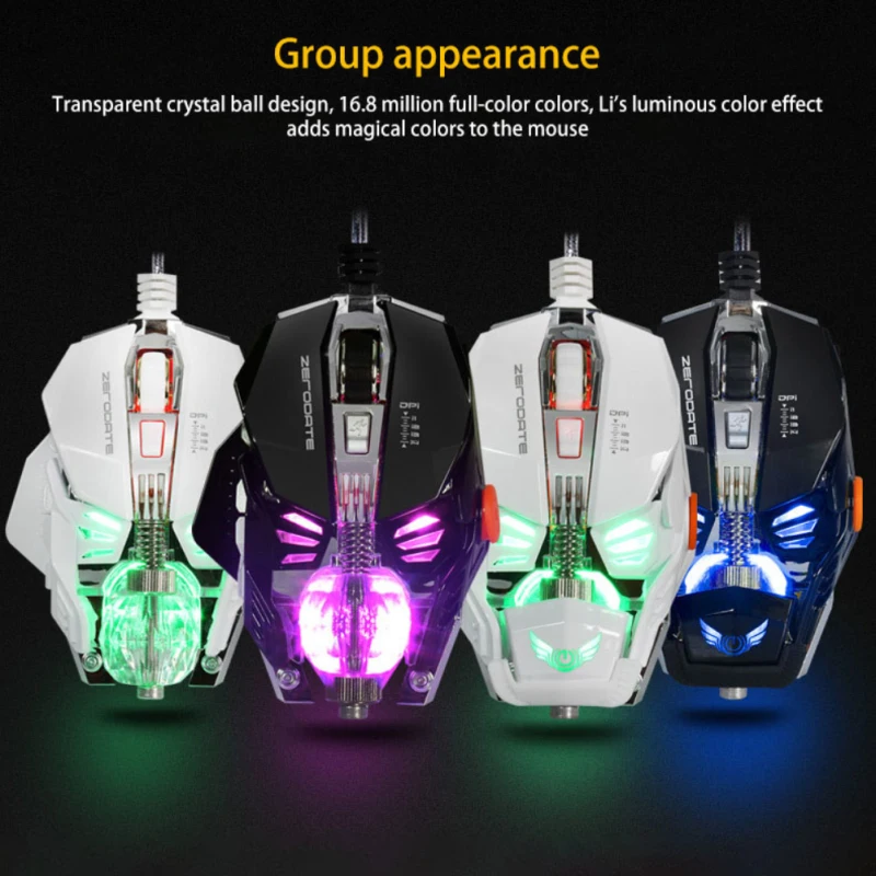 

Новая Проводная Механическая игровая эргономичная мышь Эргономичный дизайн USB высокое разрешение макро крутой светящийся хрустальный шар тяжелый LOL