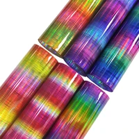 30135cmholographic rainbow light pillar flexible pvc film iridescent faux leather fabric for sewing shopping bag bow craft diy