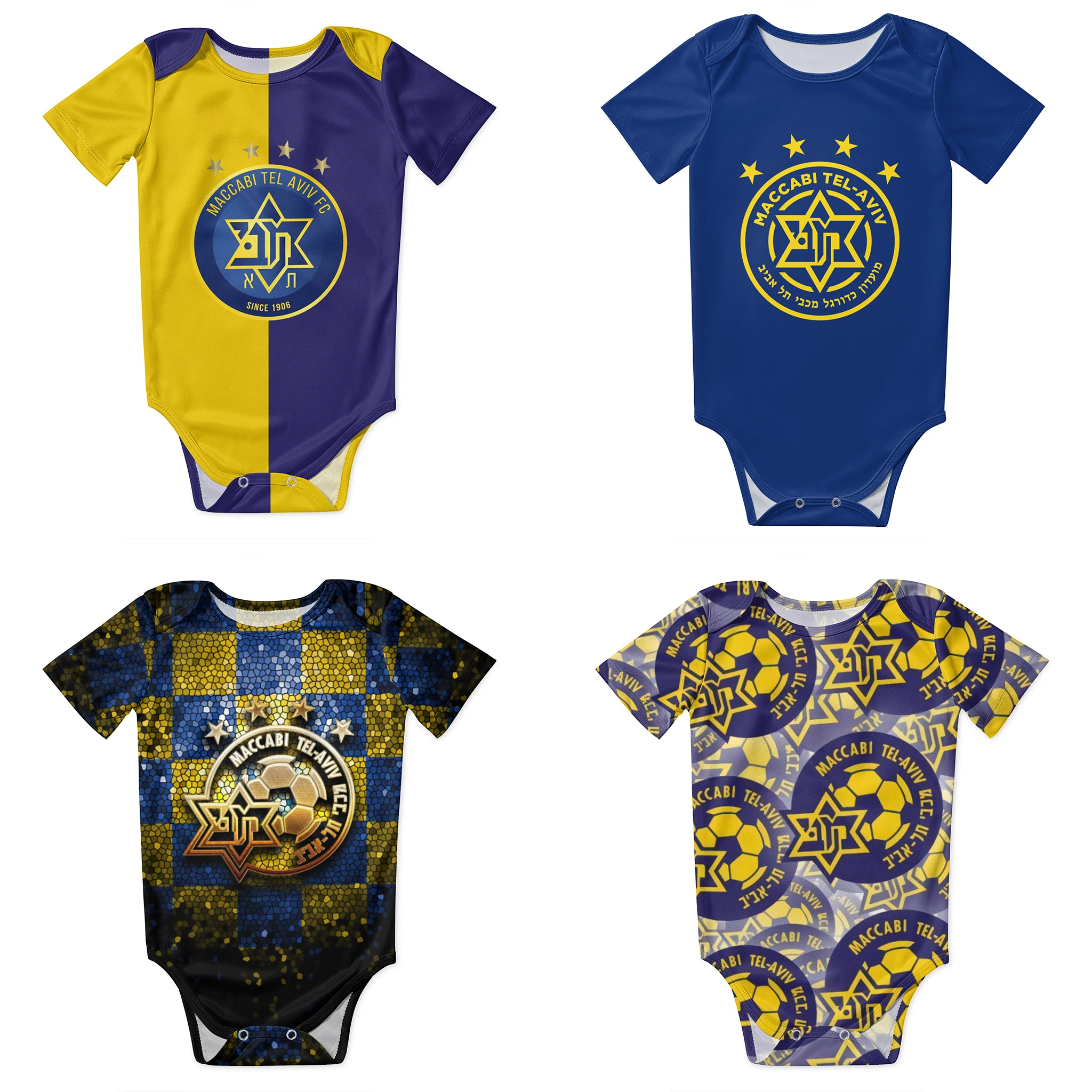 

Israel Maccabi Tel Aviv MTA Baby Bodysuit Unisex Shirt Newborn Onesie Boy Girl Undershirt Outfit Baby Romper