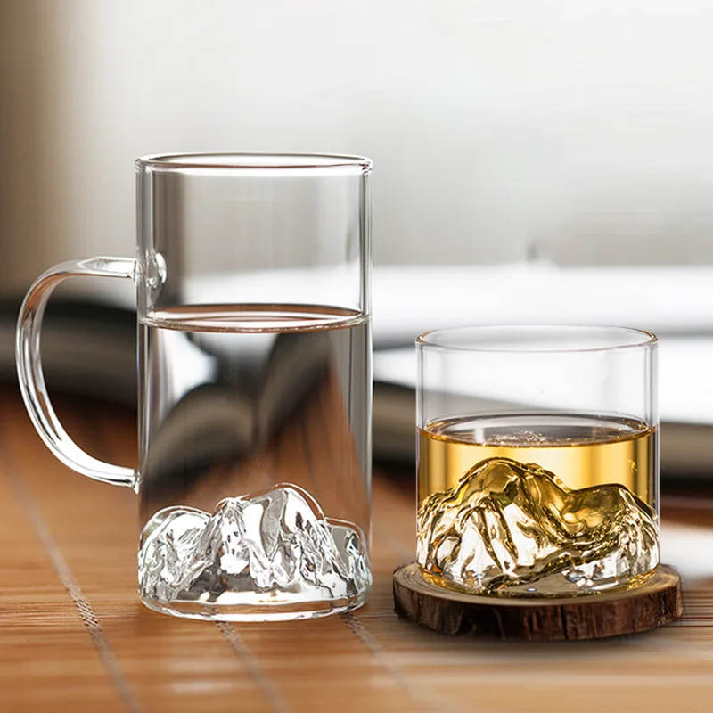 

150ml ~300ml Beer Mug Mountain View Glass Retro Water Cup Coffee Tea Cup Whiskey Cup Cocktail Volcano Cup Creative