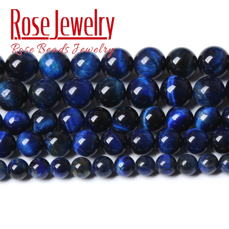 

Natural Blue Tiger Eye Stone Agates Beads For Jewelry Making Round Loose Beads DIY Charms Bracelet Necklace 4 6 8 10 12 14mm 15"