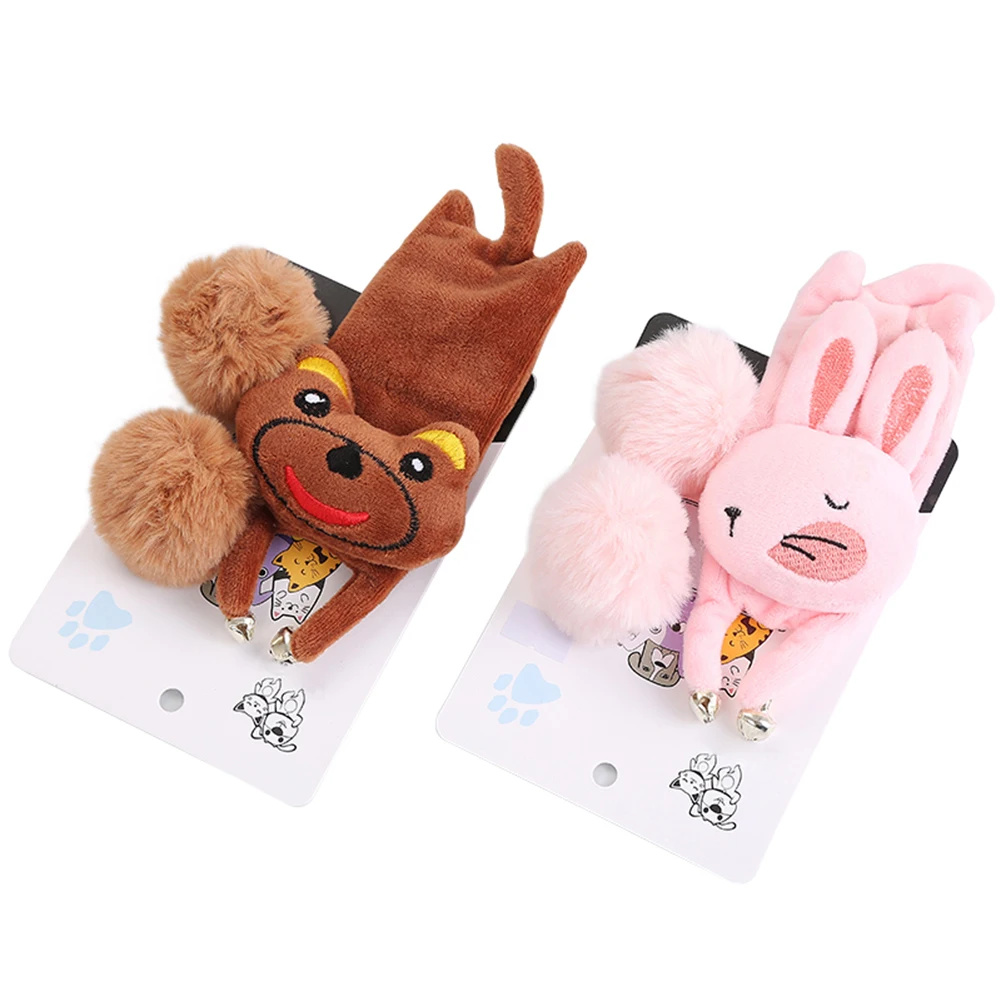 

Funny Plush Mint Dogs Cats Teasing Toys Vivid Animal Design Colourful Colors Interesting Bear Rabbit Shape Bell Toys for Kitten