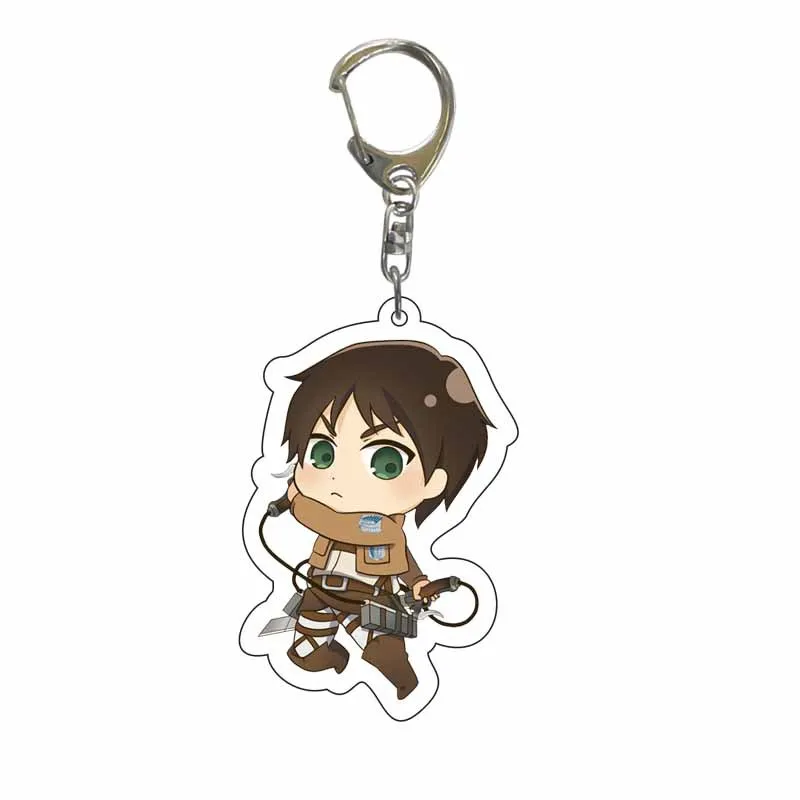 

Hot Anime Attack on Titan Q Version Acrylic Keychain Cartoon Printed Anime Figures Pendant Key Chain Cosplay Jewelry Friends Gif