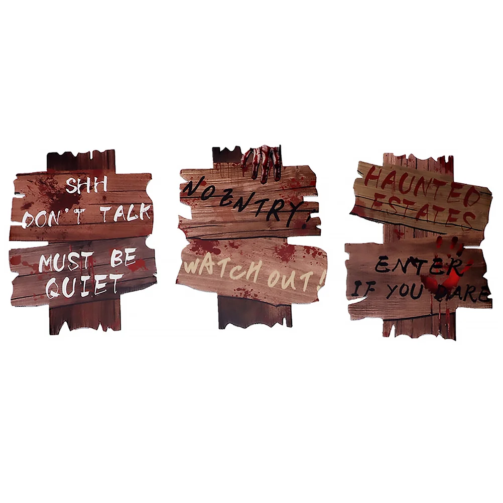 

3pcs Warning Sign Guide Board Courtyard Inserted Spooky Yard Sign