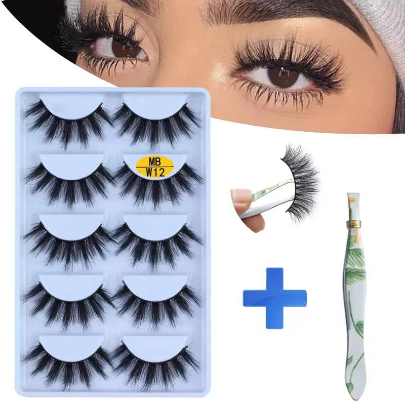 

NEW 5 pairs Mink Eyelashes Set 3D 100% False Lashes Makeup Eyelash Extension faux cils Natural fluffy Volume Soft Fake Eye Lashe